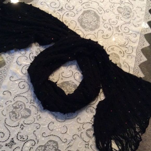 👀 💞knitted scarf💞black with sequins - Picture 3 of 4